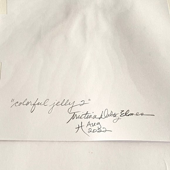 Colorful Jelly 2 -Original Wall Art Watercolor Painting Matted Frame Ready 11x14 - Picture 5 of 6